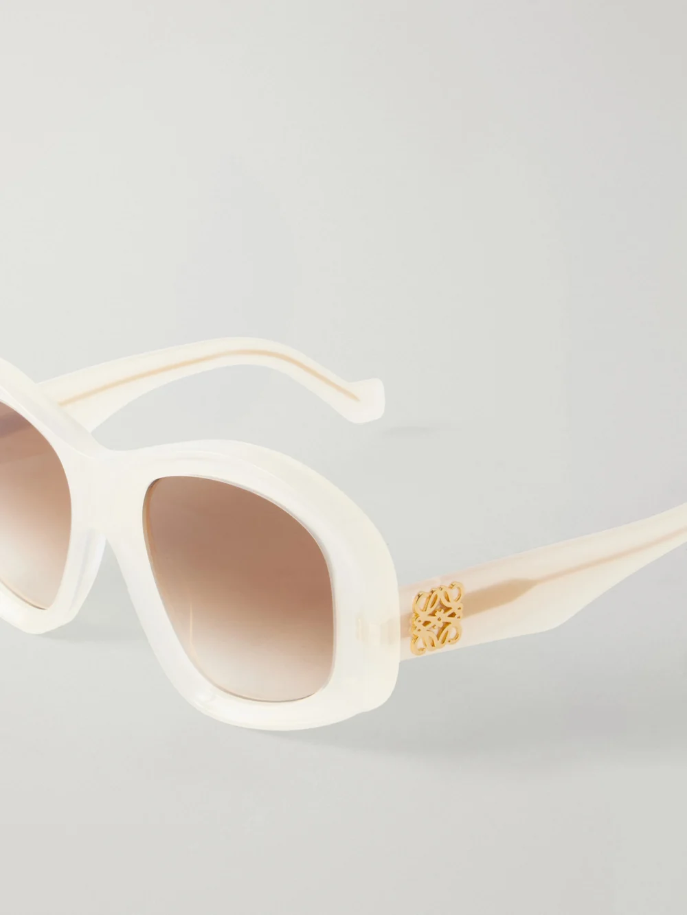 Close-up detail of the Loewe Anagram Round-frame Acetate Sunglasses