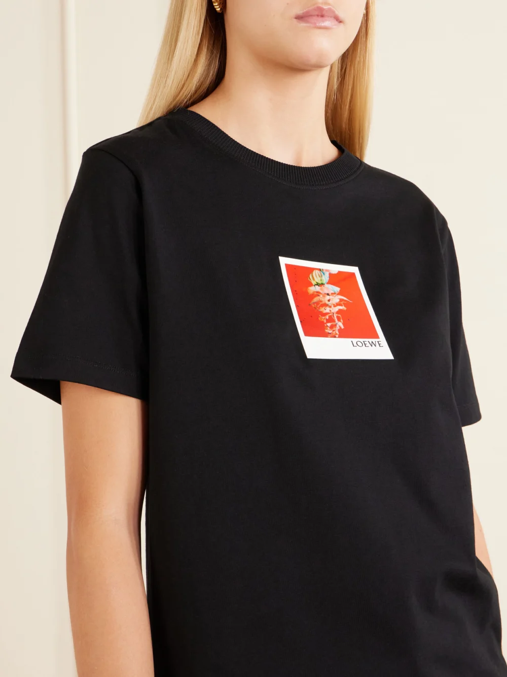 Close-up detail of the Loewe Appliquéd Cotton-jersey T-shirt