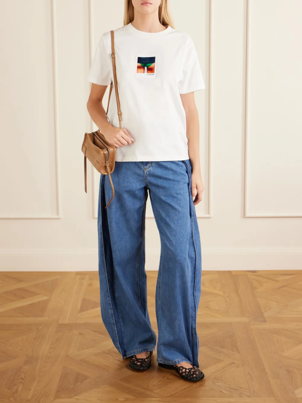 Loewe Appliquéd Cotton-jersey T-shirt, worn by a model