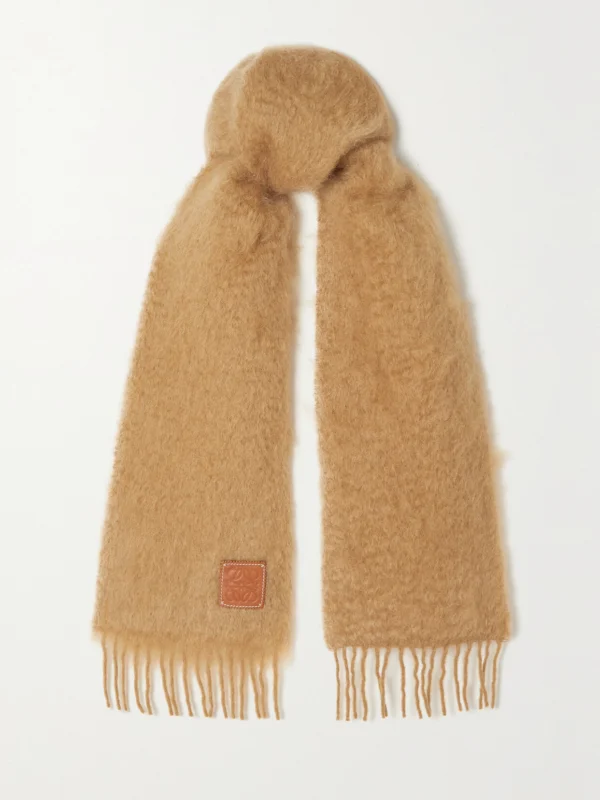 Loewe Appliquéd Fringed Mohair-blend Scarf
