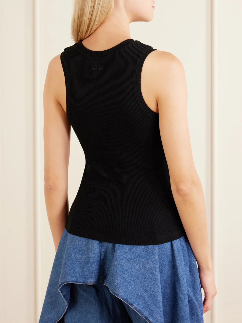 Back view of the Loewe Appliquéd Ribbed Cotton-blend Tank