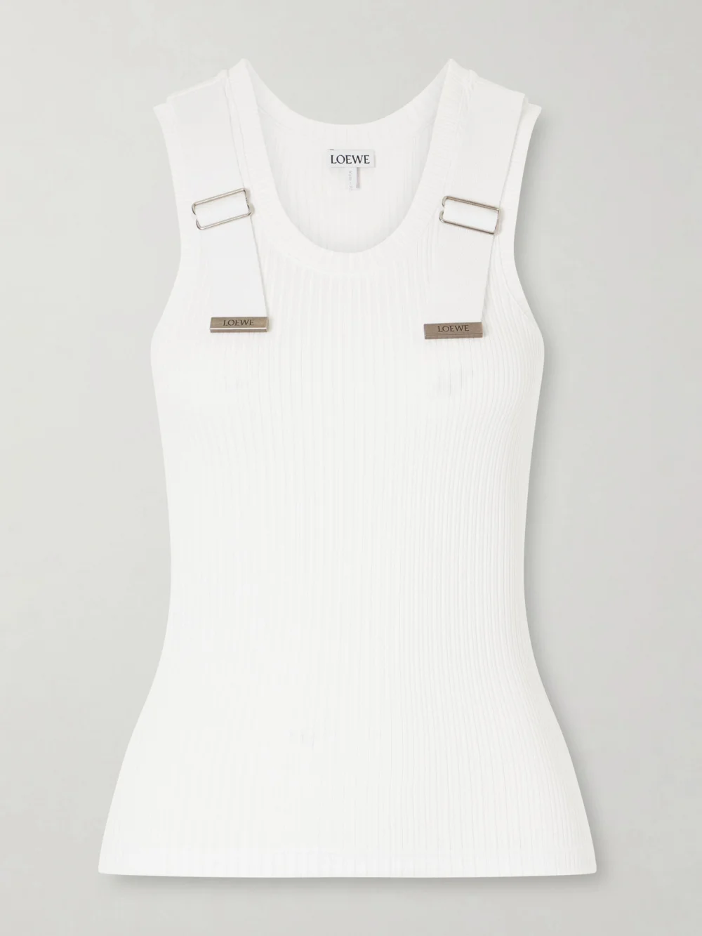 Loewe Appliquéd Ribbed Cotton-blend Tank in white