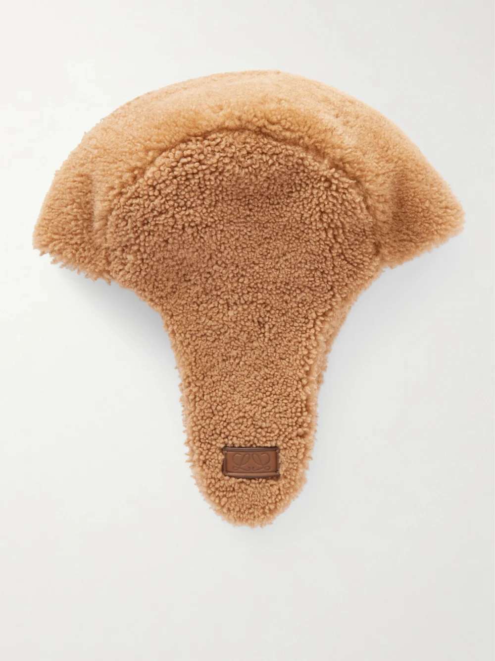 Loewe Aviator Shearling Trapper Hat in beige