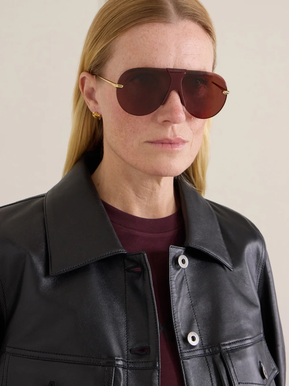 Loewe Aviator-style Gold-tone and Acetate Sunglasses, styled view
