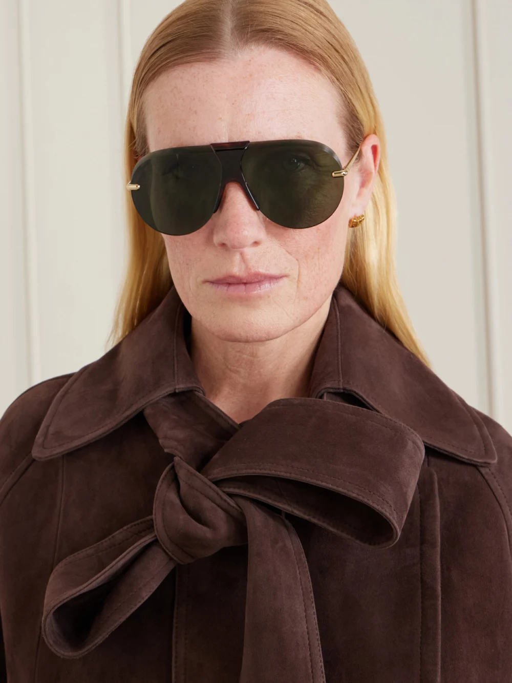 Loewe Aviator-style Gold-tone and Tortoiseshell Acetate Sunglasses, styled view