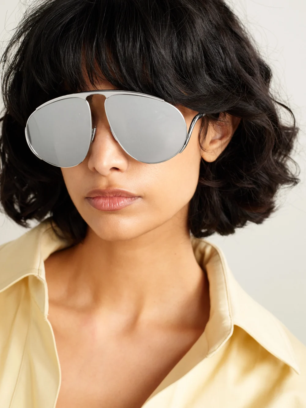 Loewe Aviator-style Silver-tone Sunglasses, styled view
