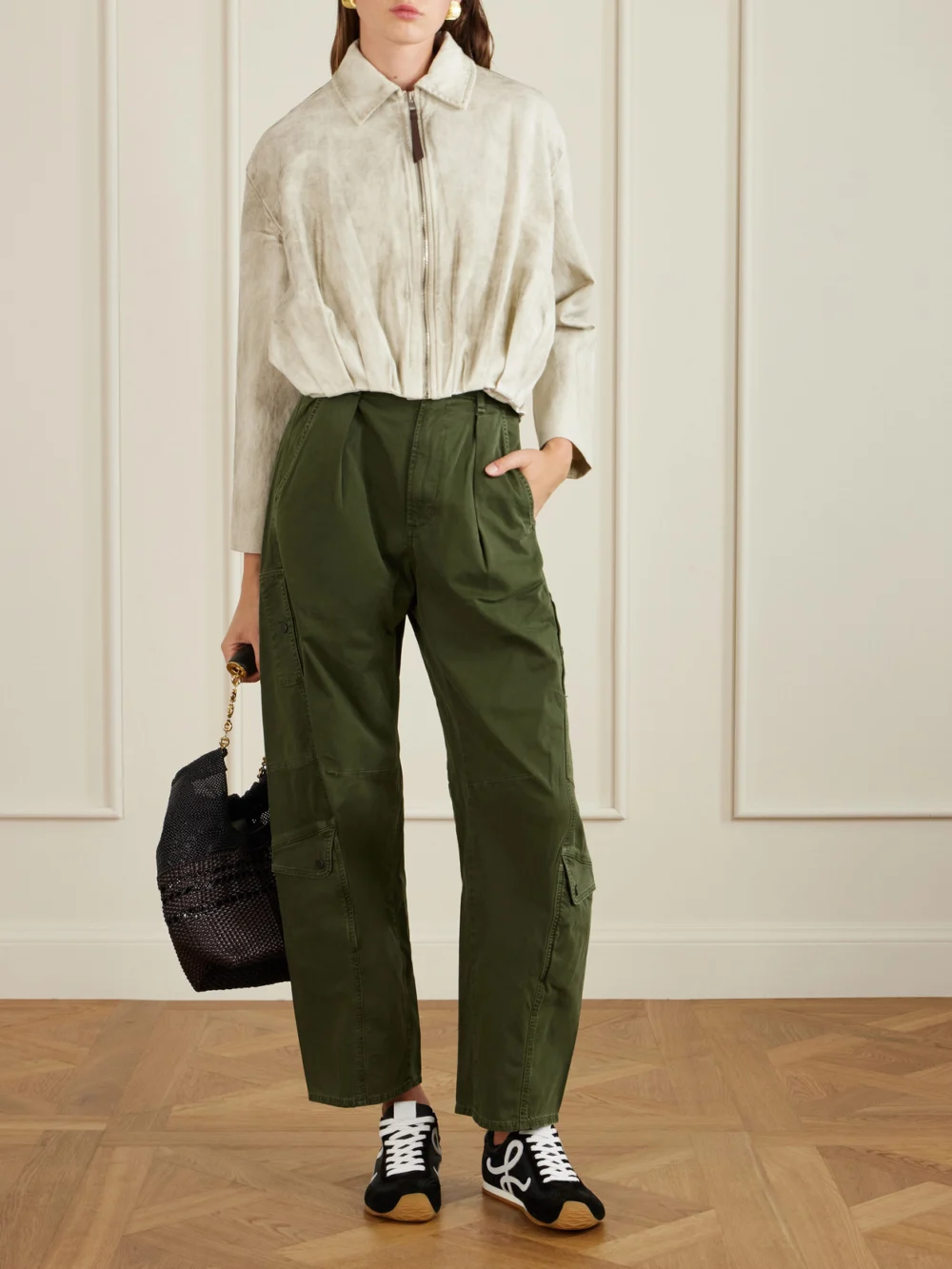 Loewe Ballet Runner 2.0 Logo-appliquéd Leather, Shell and Suede Sneakers, styled view