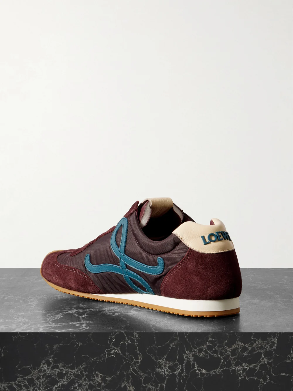 Back view of the Loewe Ballet Runner 2.0 Logo-appliquéd Shell, Suede and Leather Sneakers