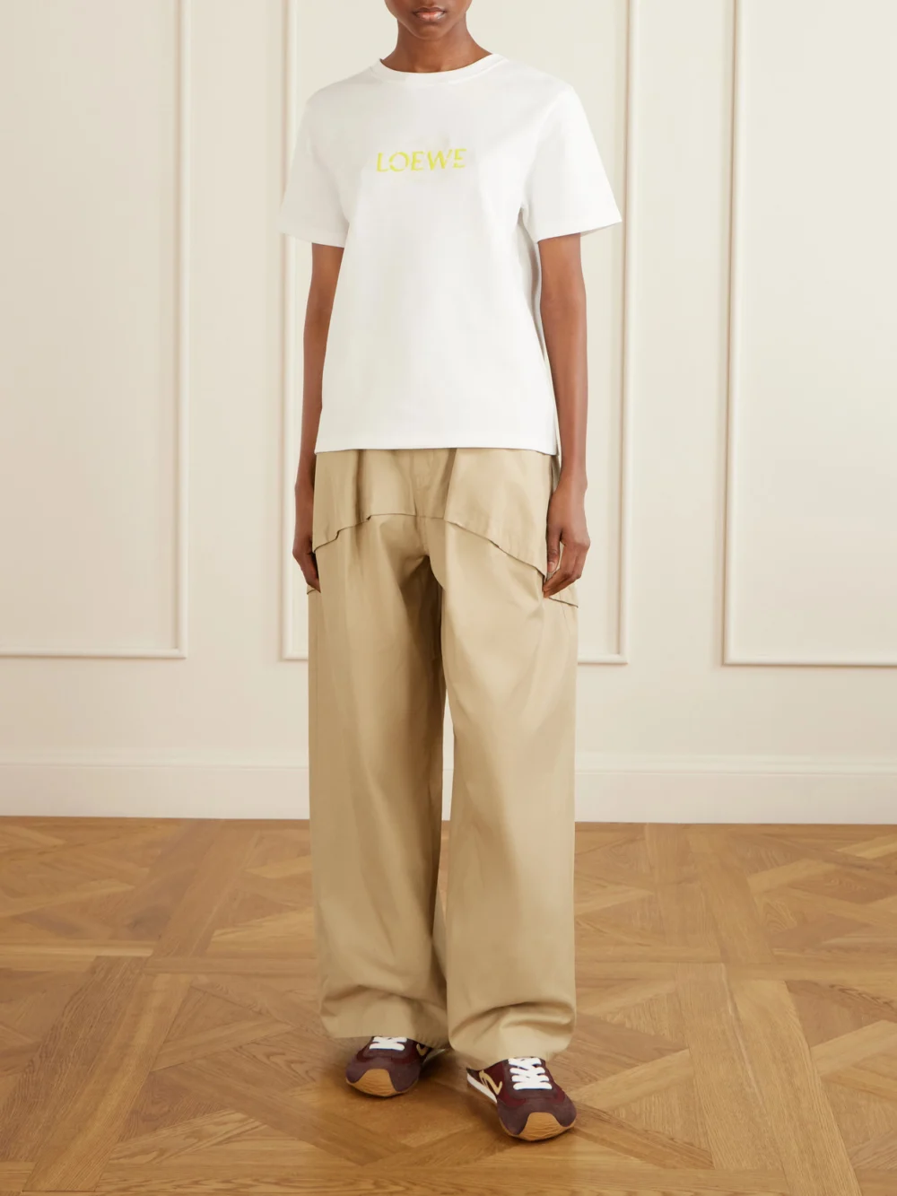 Loewe Ballet Runner 2.0 Logo-appliquéd Suede-trimmed Shell Sneakers, styled view