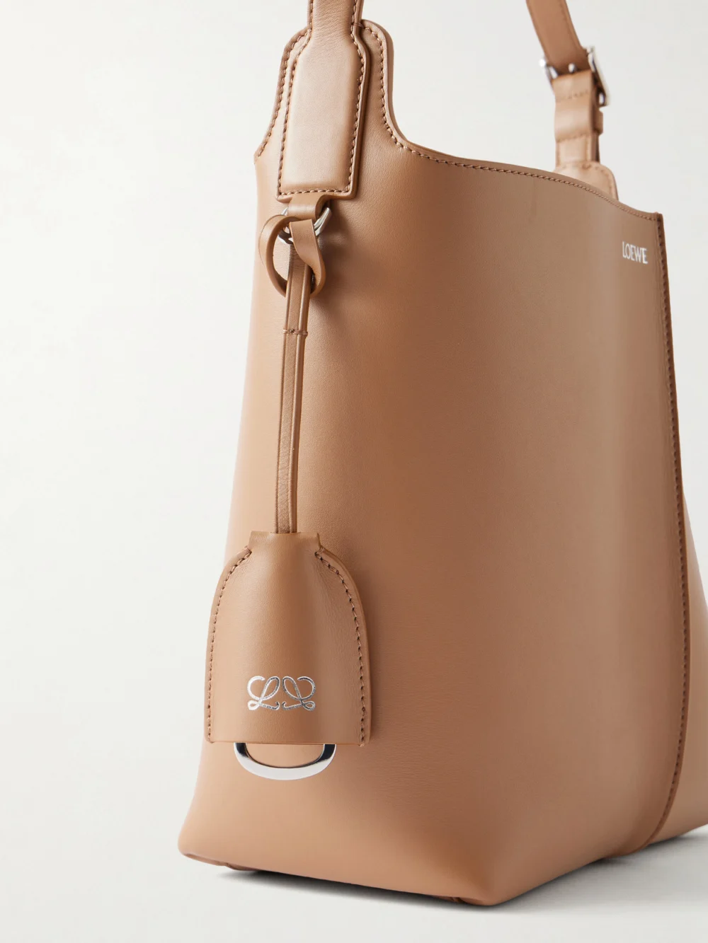 Close-up detail of the Loewe Bilbao Medium Pleated Leather Shoulder Bag
