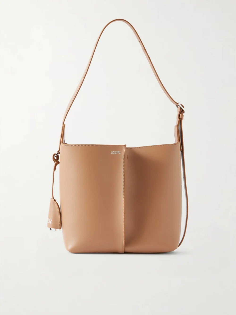 Loewe Bilbao Medium Pleated Leather Shoulder Bag in tan