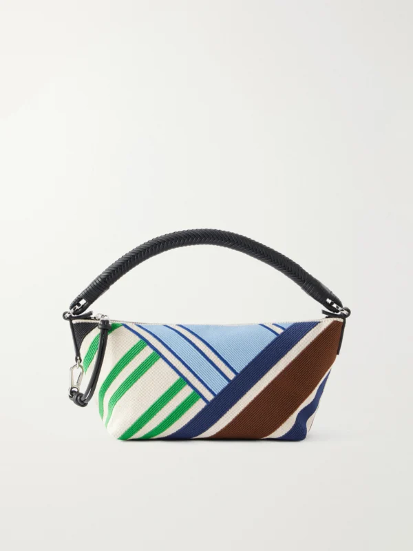 Loewe Cala Bayadere Leather-trimmed Paneled Striped Canvas Shoulder Bag