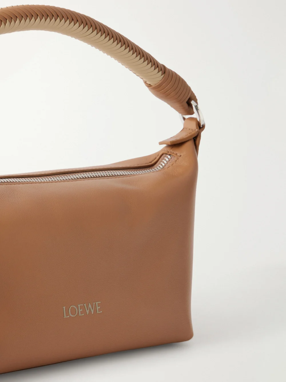 Close-up detail of the Loewe Cala Leather Shoulder Bag