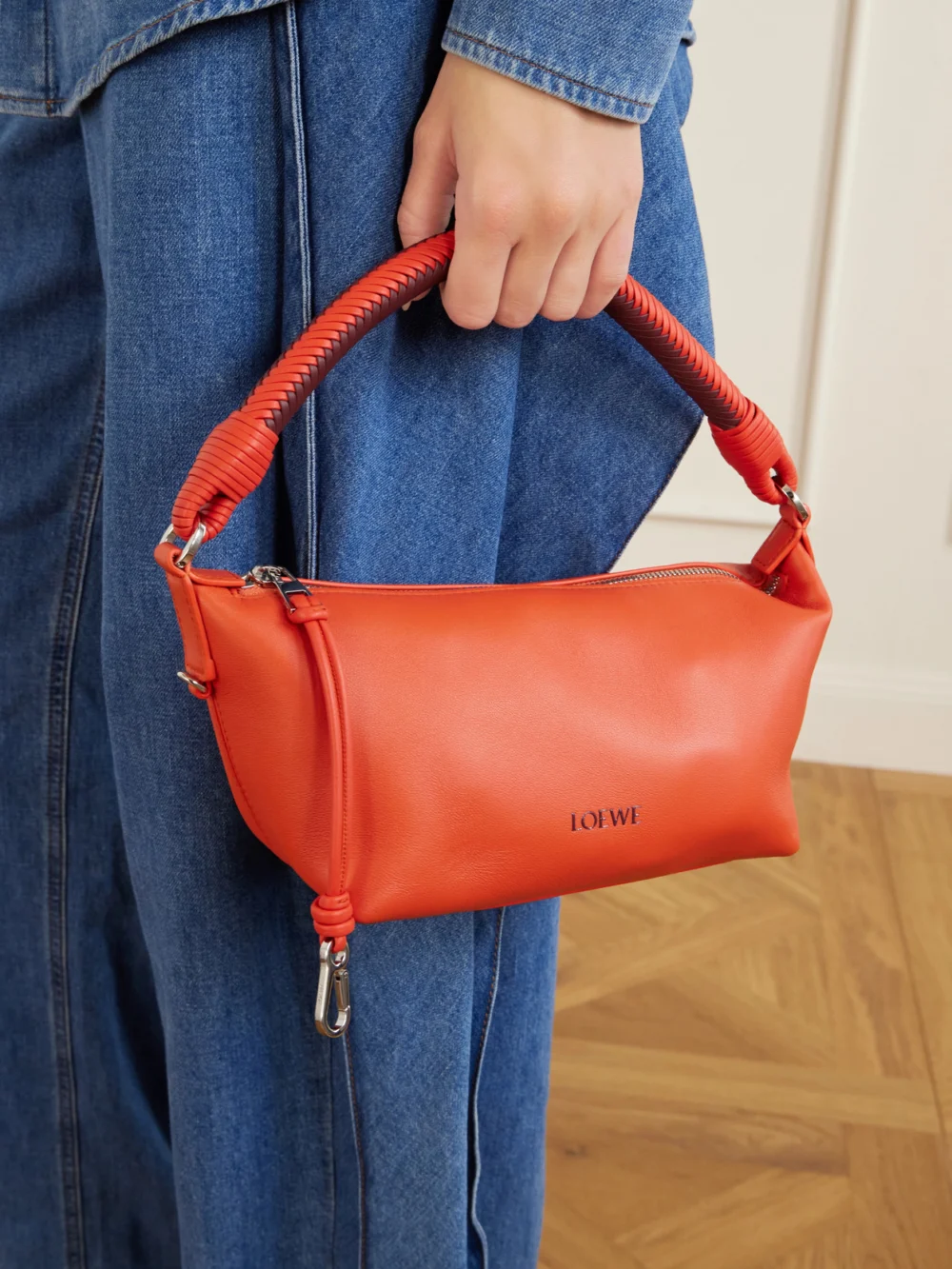 Loewe Cala Leather Shoulder Bag, styled view