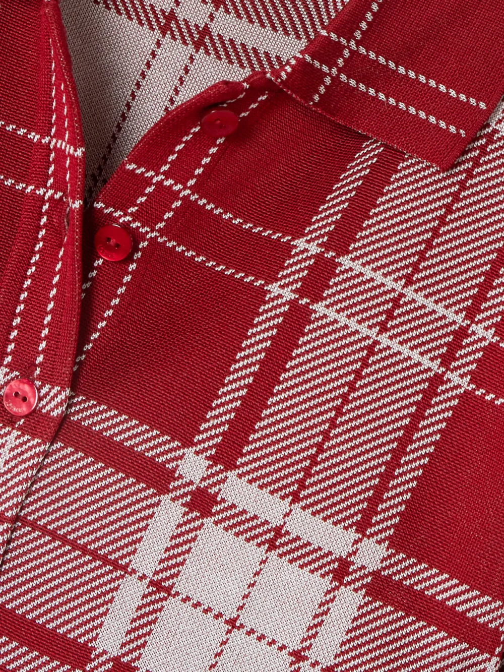 Close-up detail of the Loewe Cropped Checked Silk-blend Jacquard Polo Shirt