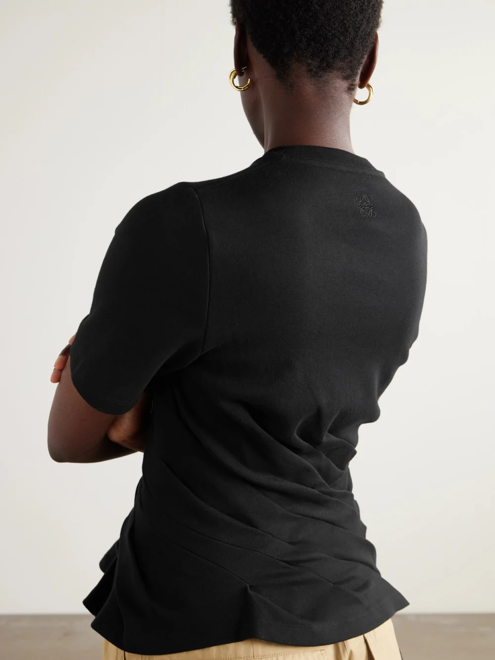 Back view of the Loewe Draped Cotton-blend Jersey T-shirt