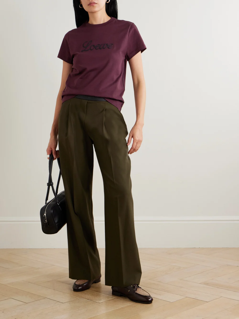 Loewe Embroidered Cotton-jersey T-shirt, worn by a model