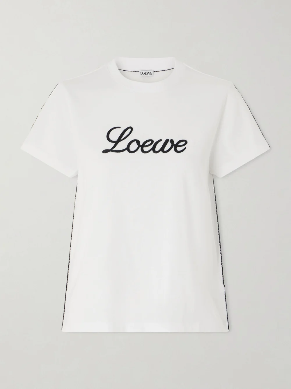 Loewe Embroidered Cotton-jersey T-shirt in white
