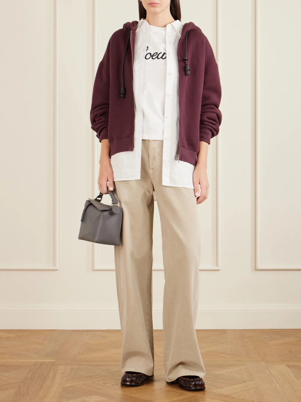 Loewe Embroidered Cotton-jersey T-shirt, worn by a model