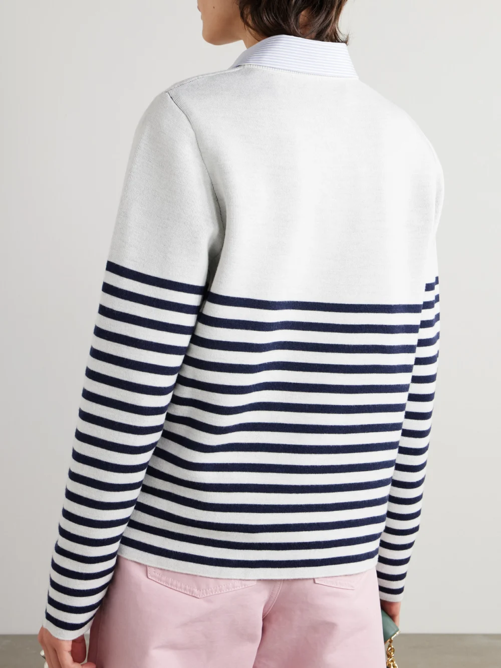 Back view of the Loewe Embroidered Jacquard-knit Wool-blend Sweater