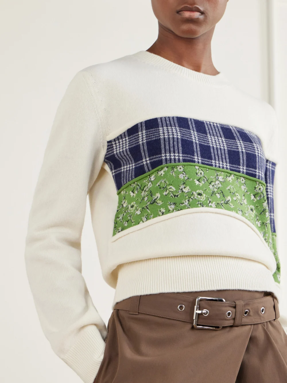 Close-up detail of the Loewe Embroidered Wool-blend Sweater