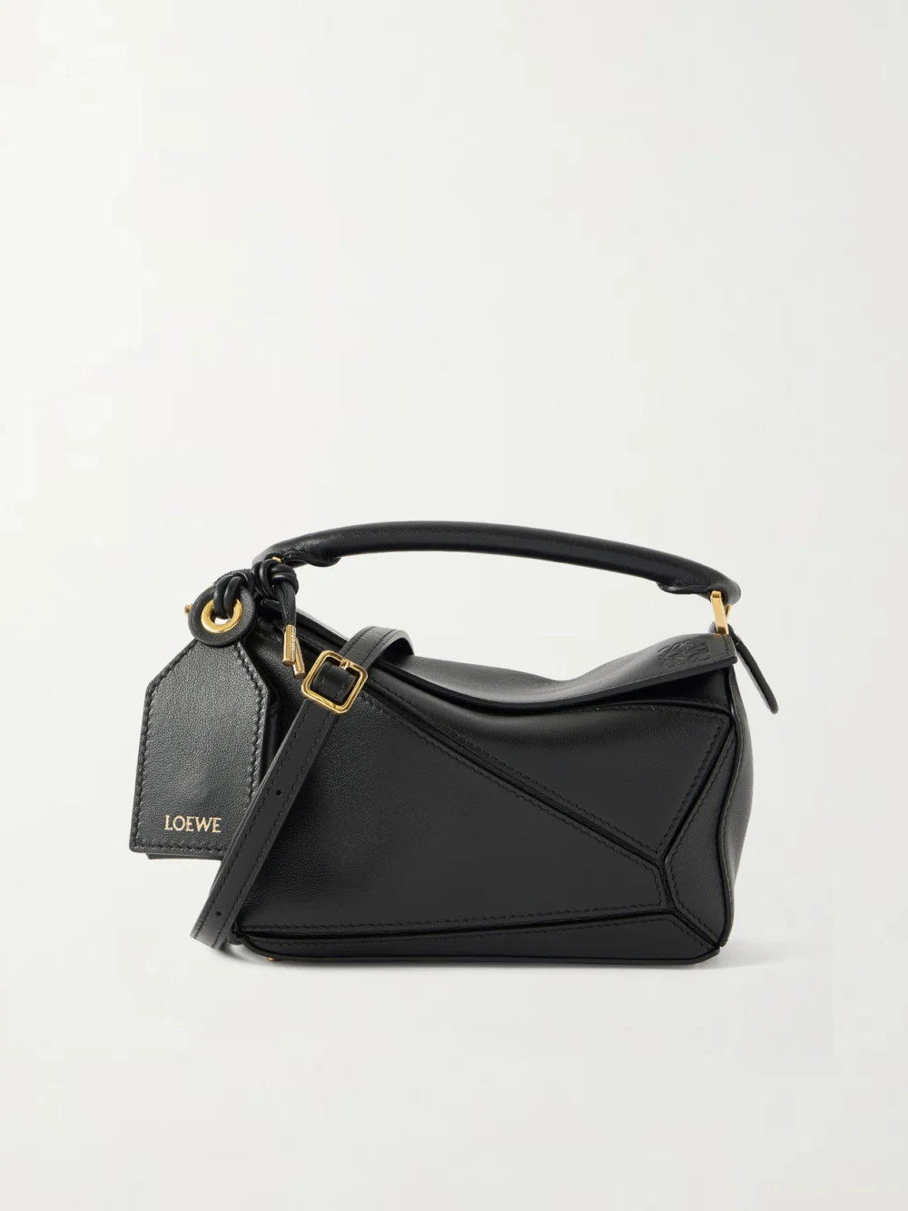Loewe Featherlight Puzzle Mini Textured-leather Top-handle Bag in black