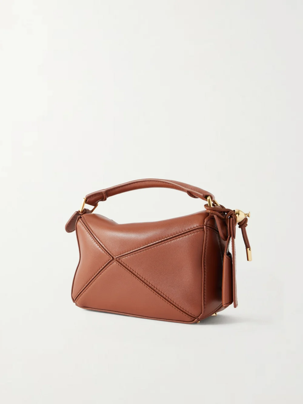 Back view of the Loewe Featherlight Puzzle Mini Textured-leather Top-handle Bag