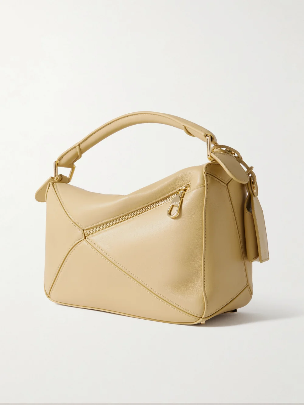 Back view of the Loewe Featherlight Puzzle Small Textured-leather Top-handle Bag