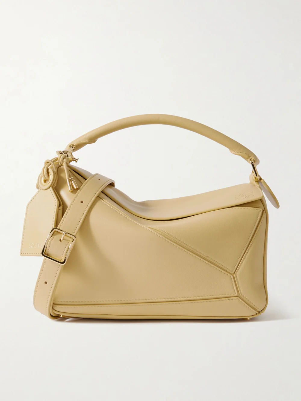 Loewe Featherlight Puzzle Small Textured-leather Top-handle Bag in cream