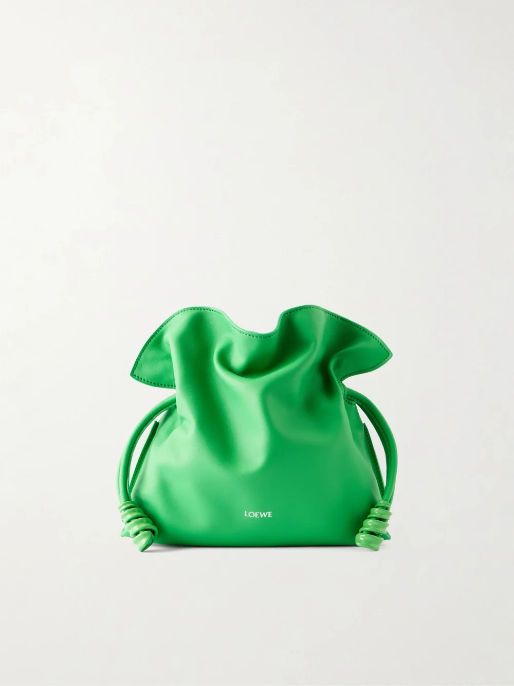Loewe Flamenco Coil Mini Leather Clutch in lime green