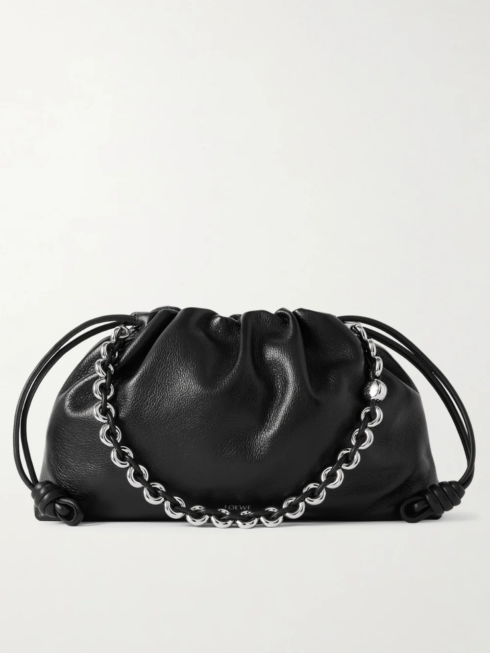 Loewe Flamenco Large Textured-leather Shoulder Bag in black