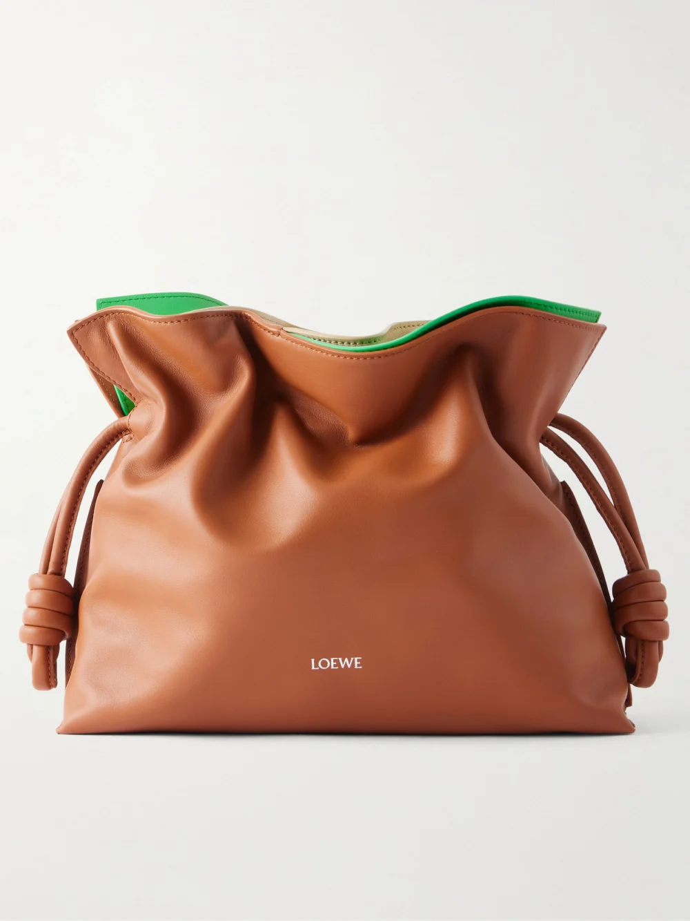 Loewe Flamenco Layers Medium Leather Clutch in tan