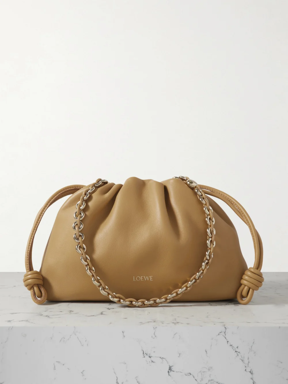 Loewe Flamenco Leather Clutch in beige
