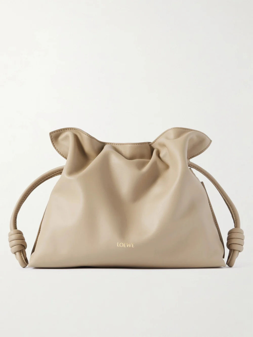 Loewe Flamenco Leather Clutch in sand