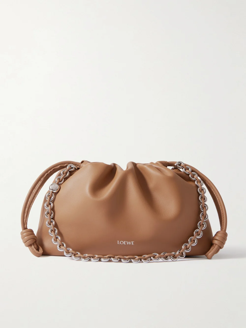 Loewe Flamenco Medium Leather Clutch in beige