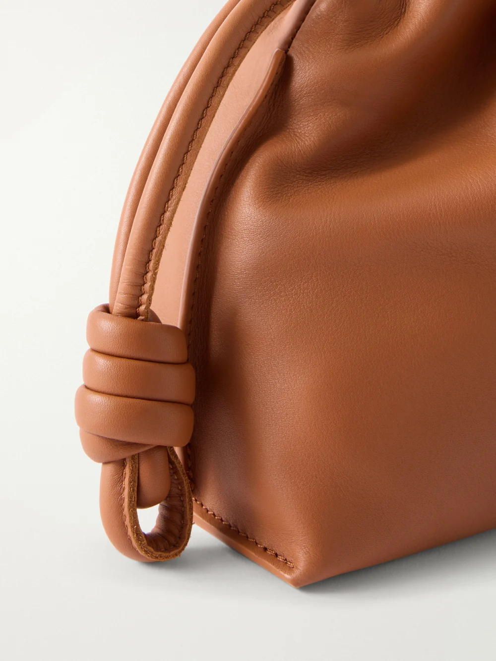 Close-up detail of the Loewe Flamenco Medium Leather Clutch
