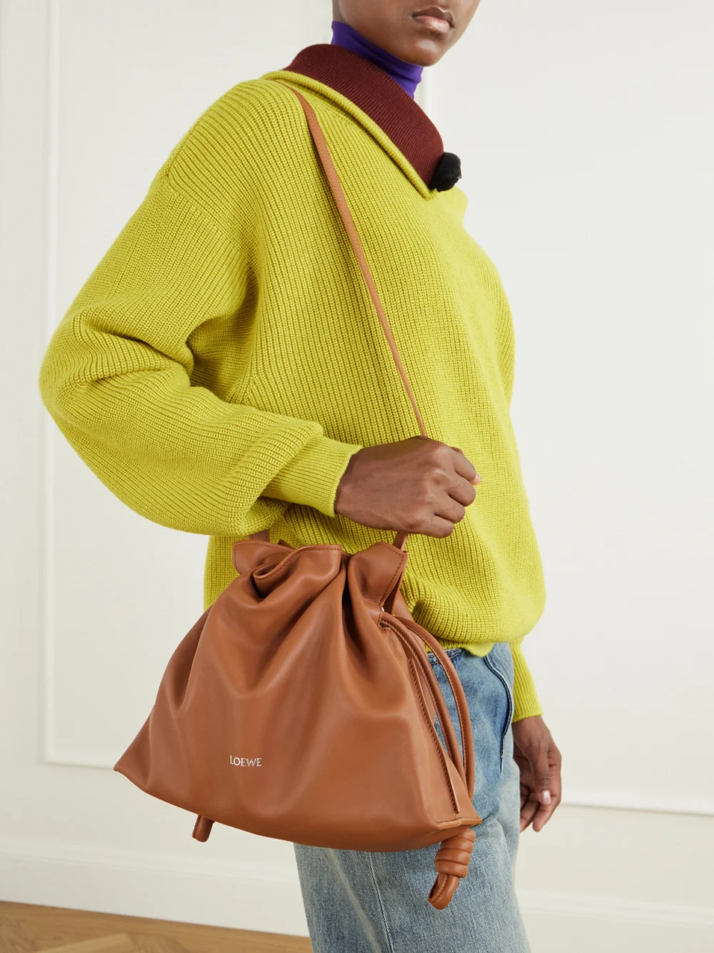 Loewe Flamenco Medium Leather Clutch, styled view