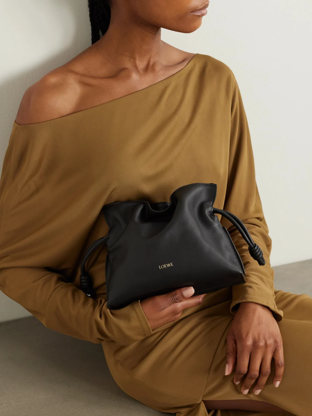 Loewe Flamenco Mini Leather Clutch, styled view