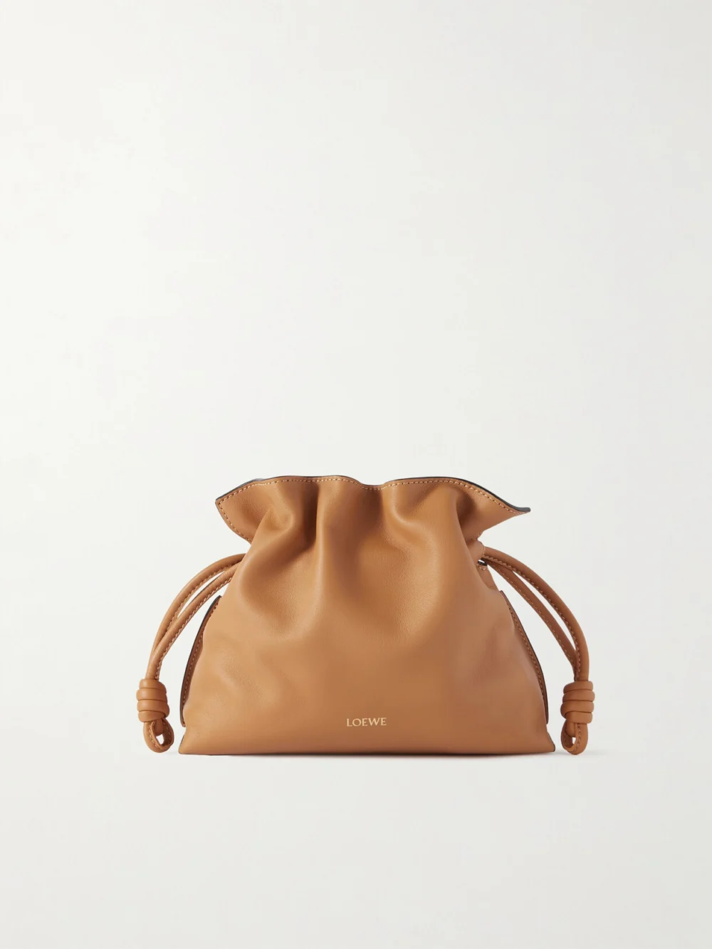Loewe Flamenco Mini Leather Clutch in tan