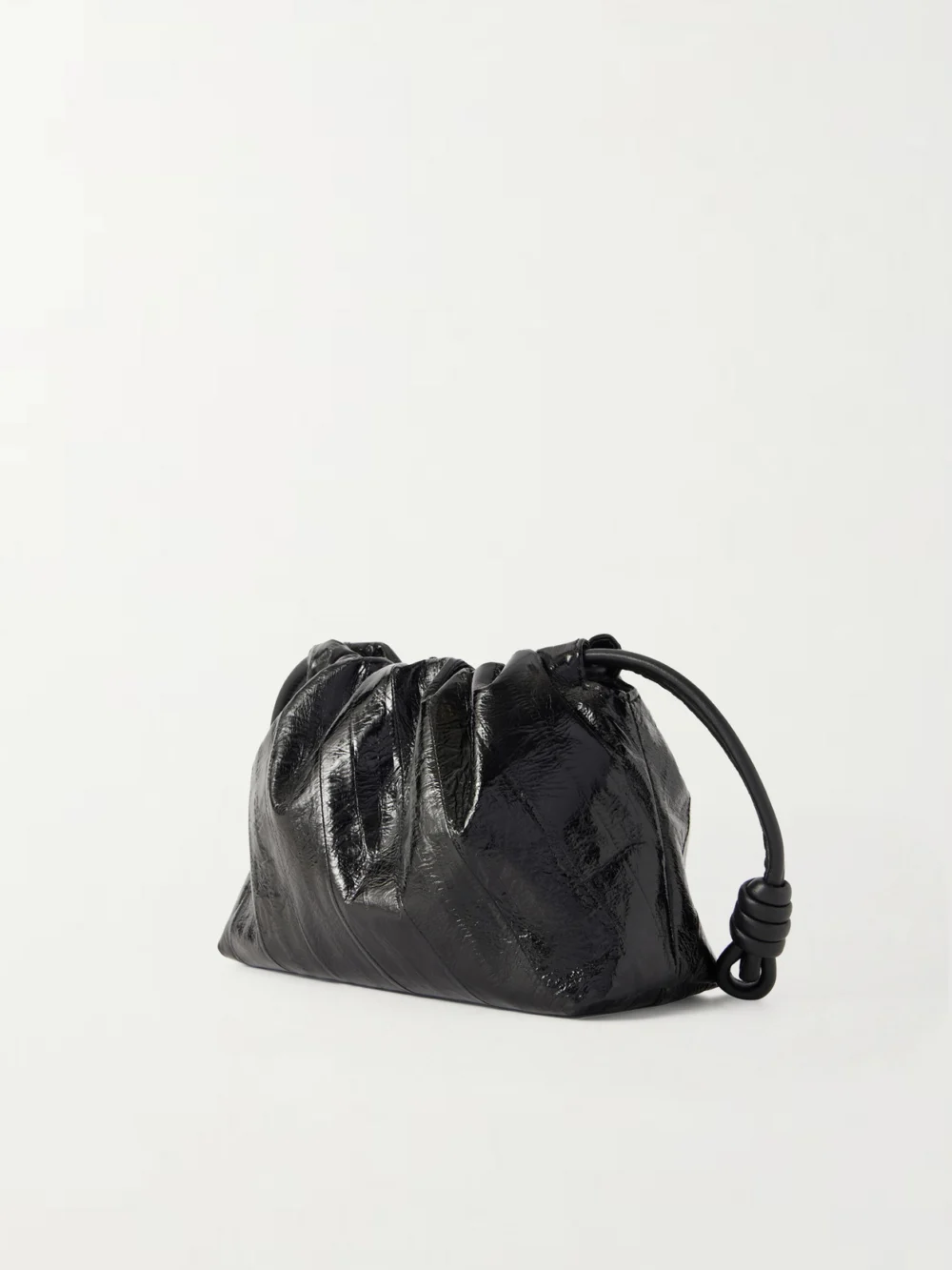 Back view of the Loewe Flamenco Mini Leather-trimmed Crinkled-eel Clutch