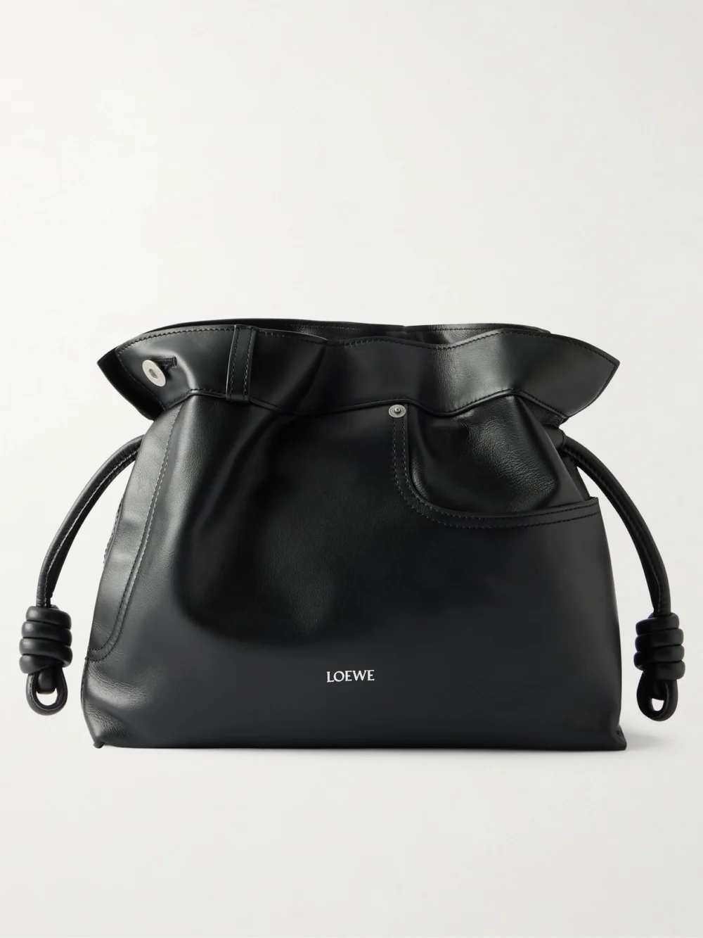 Loewe Flamenco Panta Medium Leather Clutch in black