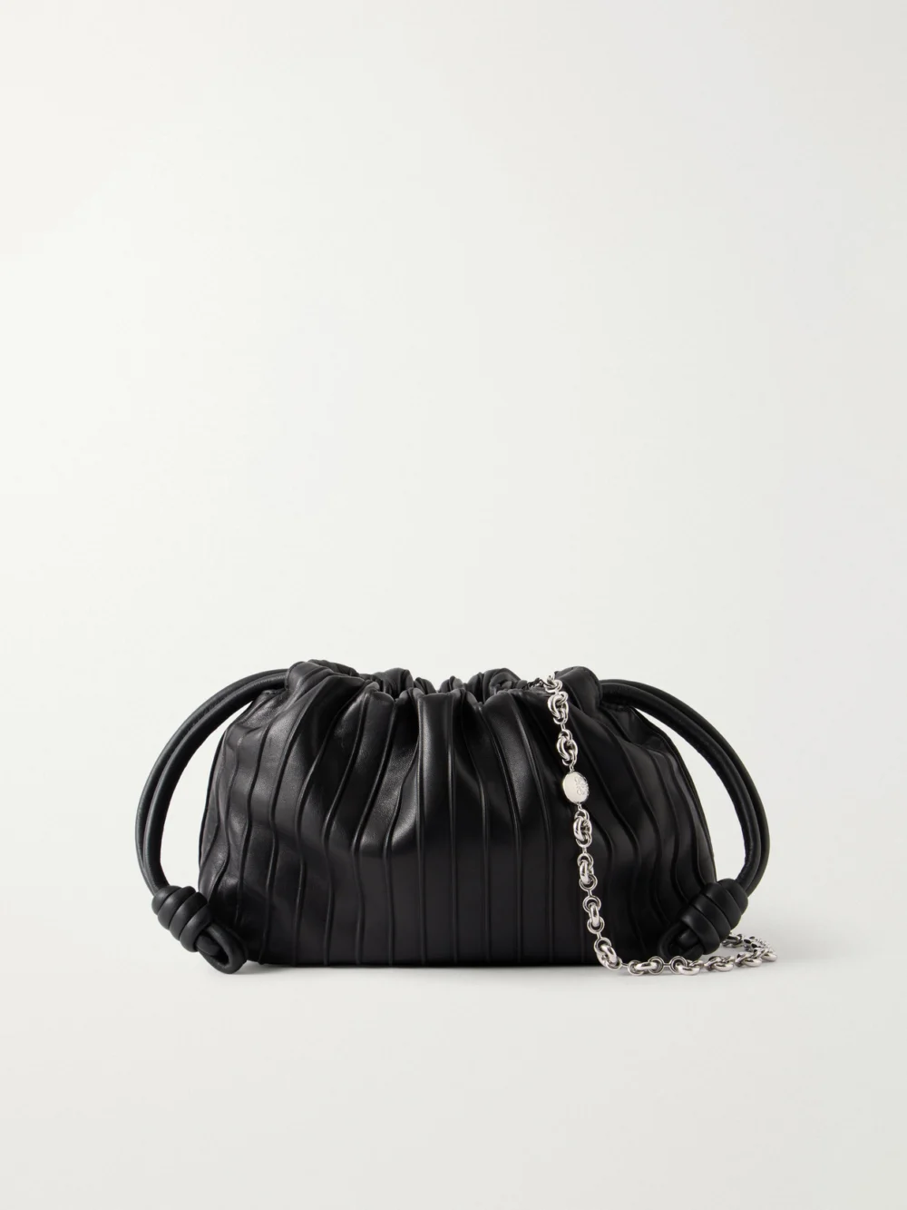 Loewe Flamenco Pleated Leather Shoulder Bag in black