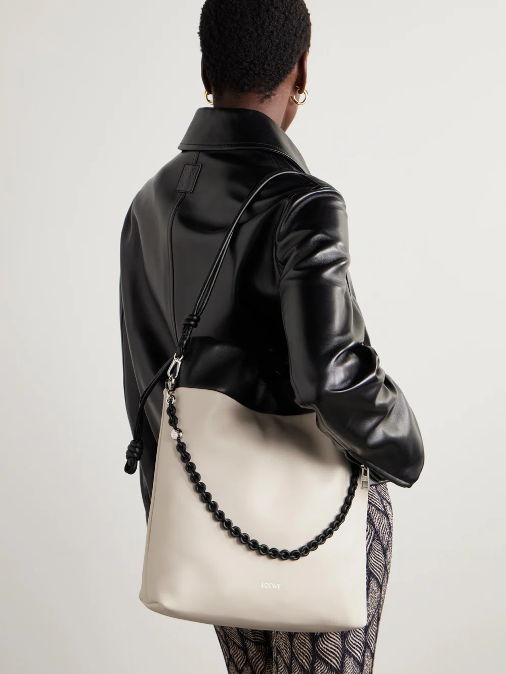 Loewe Flamenco Two-tone Leather Tote, styled view