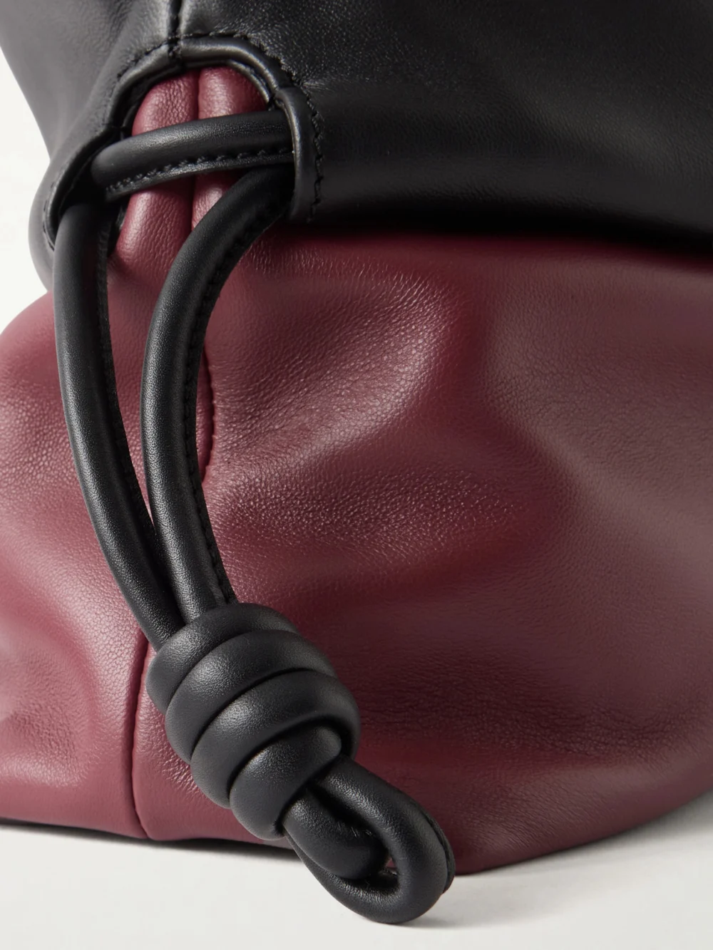 Close-up detail of the Loewe Flamenco Two-tone Leather Tote