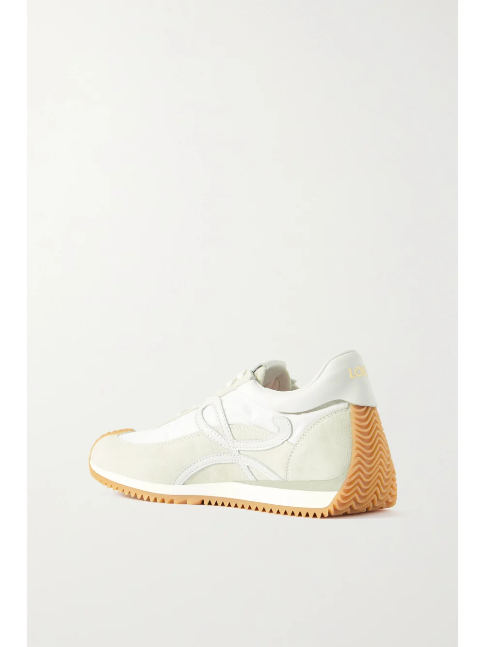 Back view of the Loewe Flow Logo-appliquéd Shell, Leather and Suede Sneakers
