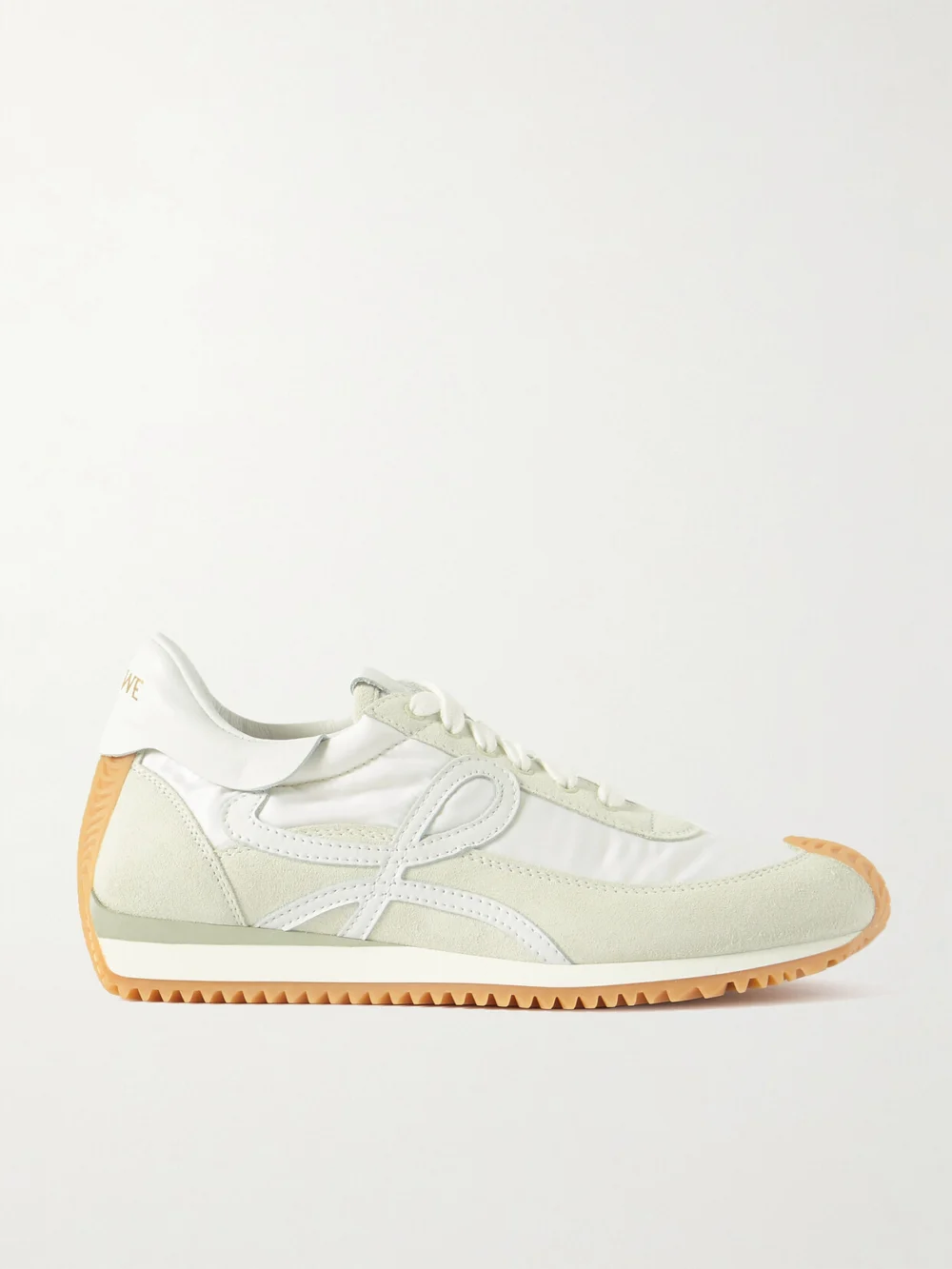 Loewe Flow Logo-appliquéd Shell, Leather and Suede Sneakers in white