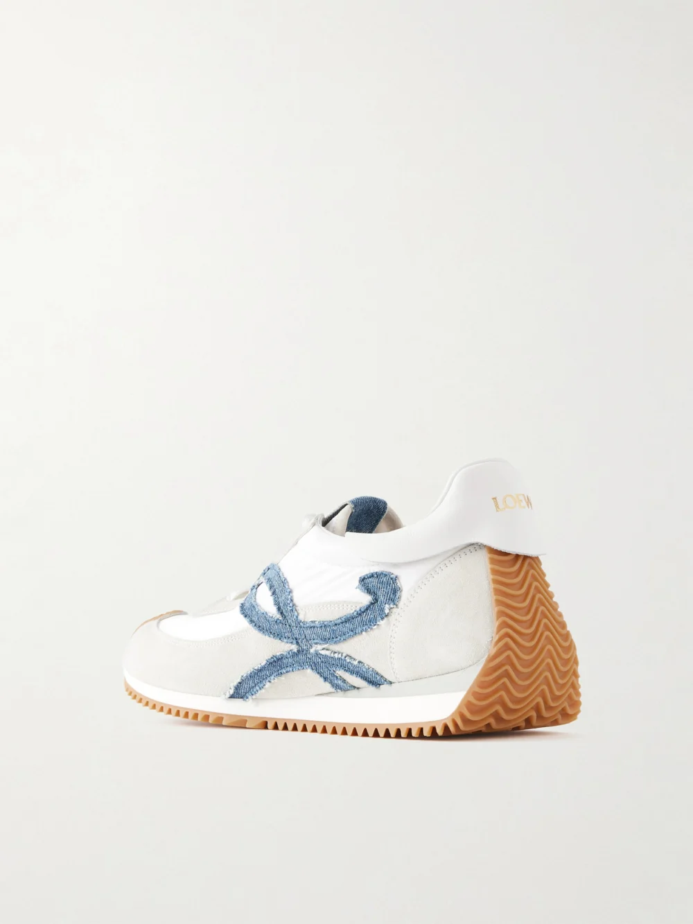 Back view of the Loewe Flow Runner Denim-trimmed Shell and Suede Sneakers