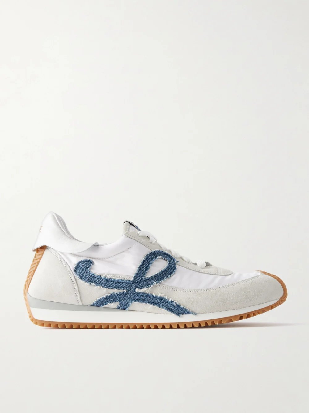 Loewe Flow Runner Denim-trimmed Shell and Suede Sneakers in white