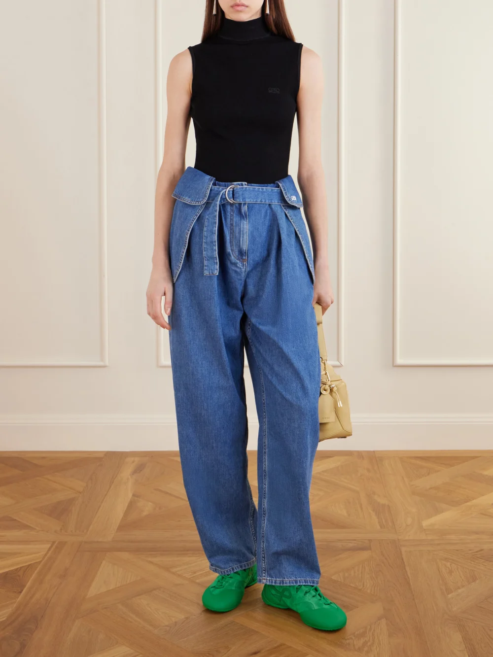 Loewe Grip Tpu and Leather-trimmed Suede Sneakers, styled view
