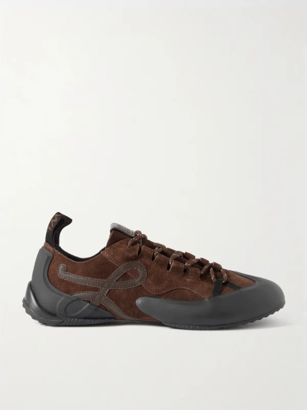 Loewe Grip Tpu and Leather-trimmed Suede Sneakers